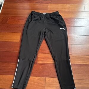 Puma Kids Black Joggers with White Accents